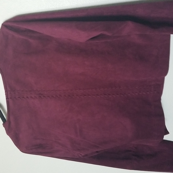 BB Dakota Plum Edgy Faux Suede Moto Crop Jacket Medium mauve wine - Picture 7 of 11